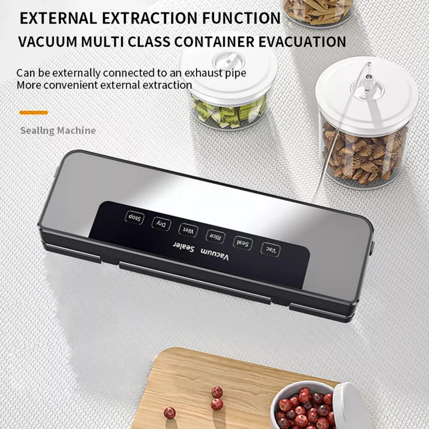 Household Automatic Vacuum Sealing Machine, 30 Vacuum Bags plus Extractor Tube, for Food Preservation and Storage, Essential Kitchen Appliances in Summer.
