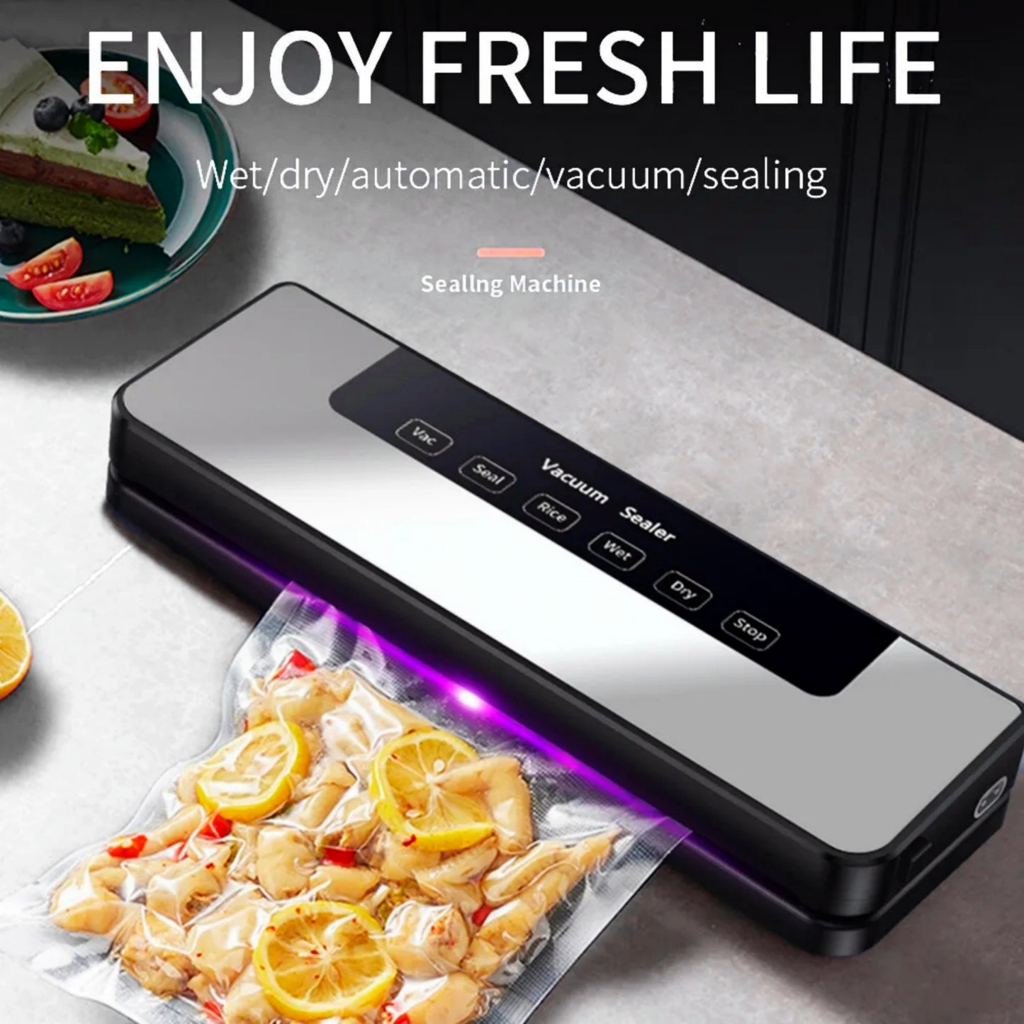 Household Automatic Vacuum Sealing Machine, 30 Vacuum Bags plus Extractor Tube, for Food Preservation and Storage, Essential Kitchen Appliances in Summer.
