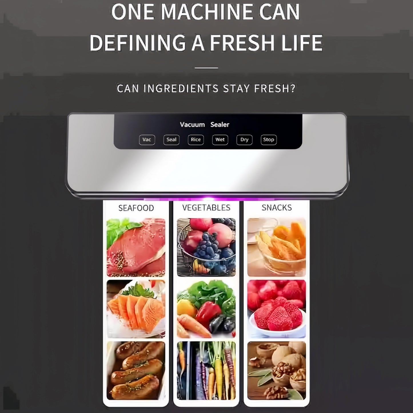 Household Automatic Vacuum Sealing Machine, 30 Vacuum Bags plus Extractor Tube, for Food Preservation and Storage, Essential Kitchen Appliances in Summer.