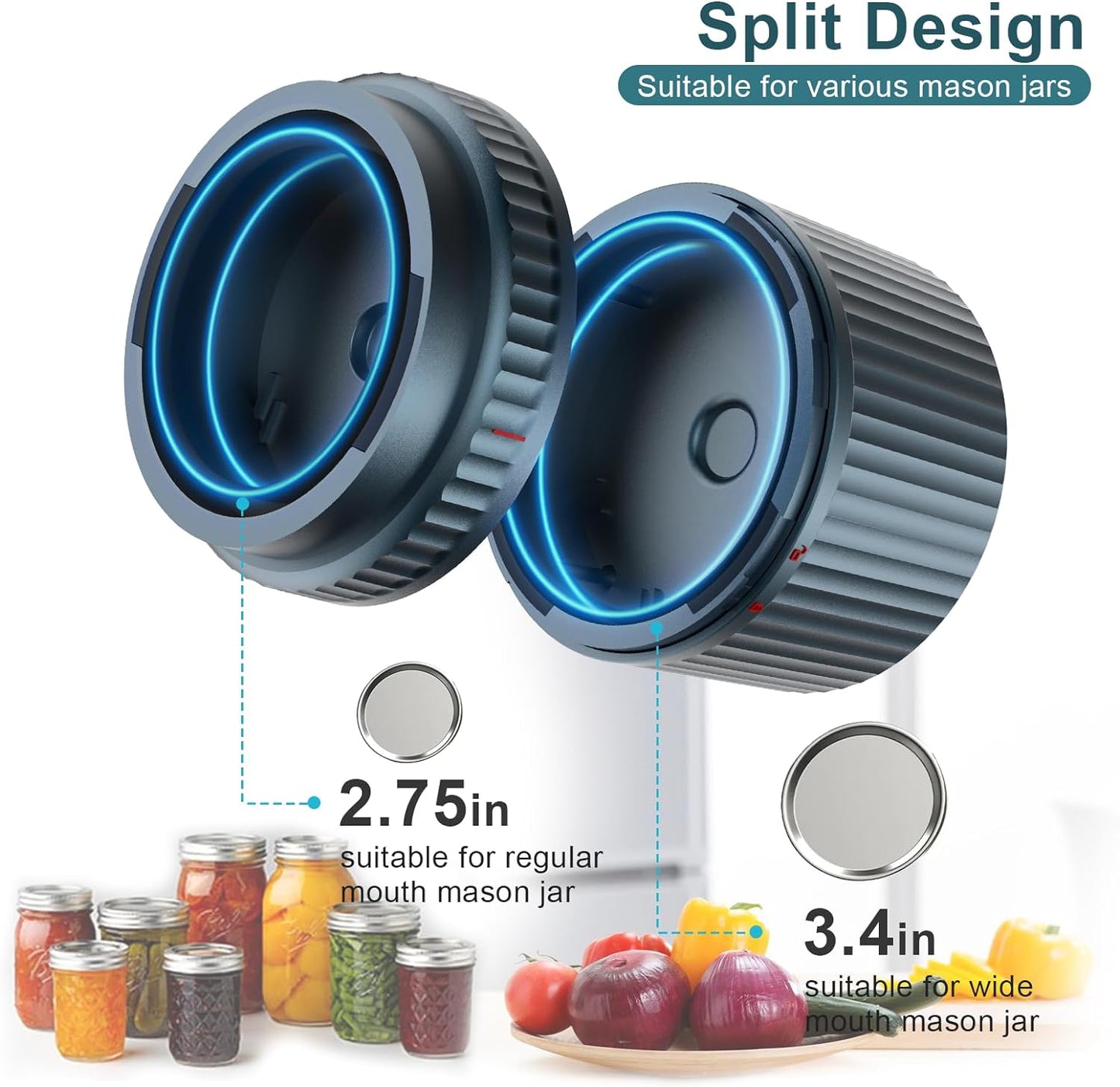M12 Auto Stop Electric Mason Jar Vacuum Sealer - 2024 Upgrade Smart Jar Vacuum Sealer for Mason Jars with Wide and Regular Mouth Canning Jar Lids Portable Mason Jar Sealer Machine Kit