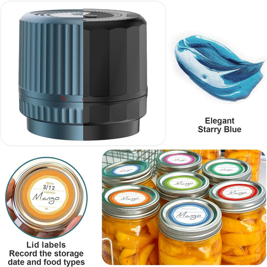 M12 Auto Stop Electric Mason Jar Vacuum Sealer - 2024 Upgrade Smart Jar Vacuum Sealer for Mason Jars with Wide and Regular Mouth Canning Jar Lids Portable Mason Jar Sealer Machine Kit