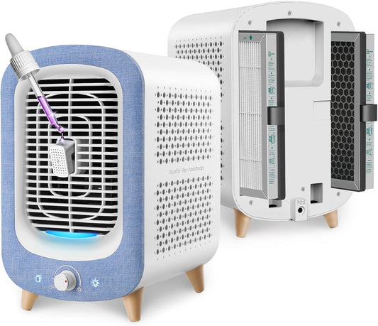 Air Purifier for Home Bedroom 780sq ft, HEPA & Activated Carbon, Air Cleaner with Fragrance Sponge & Nightlight for Smoke, Allergies, Dust, Odor, VOC, Pet Dander, Pollen, Office, Desktop,Blue